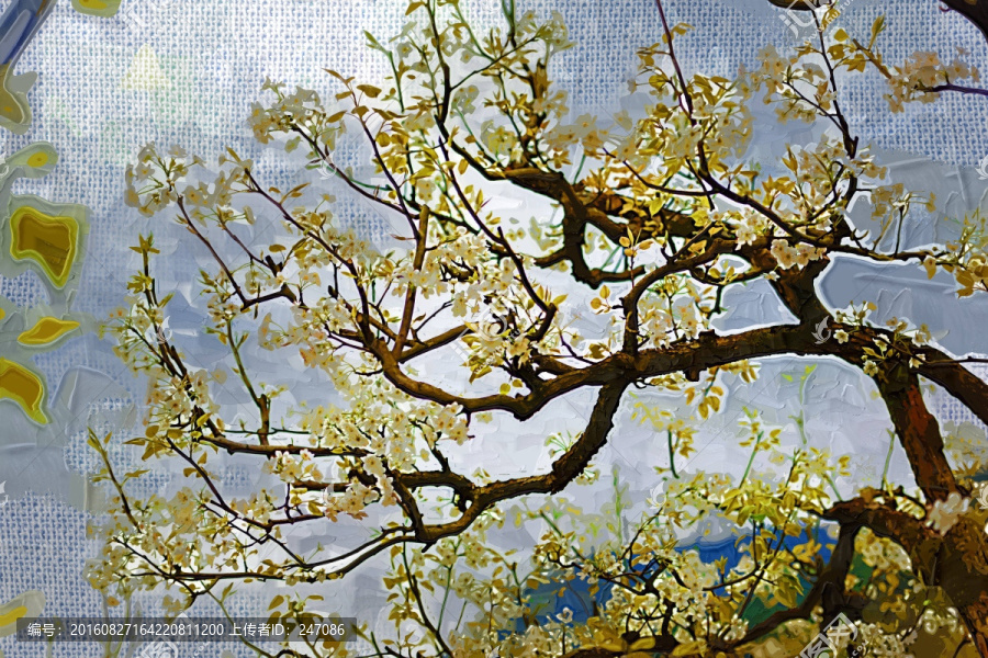 花卉,梨花,油畫(huà)