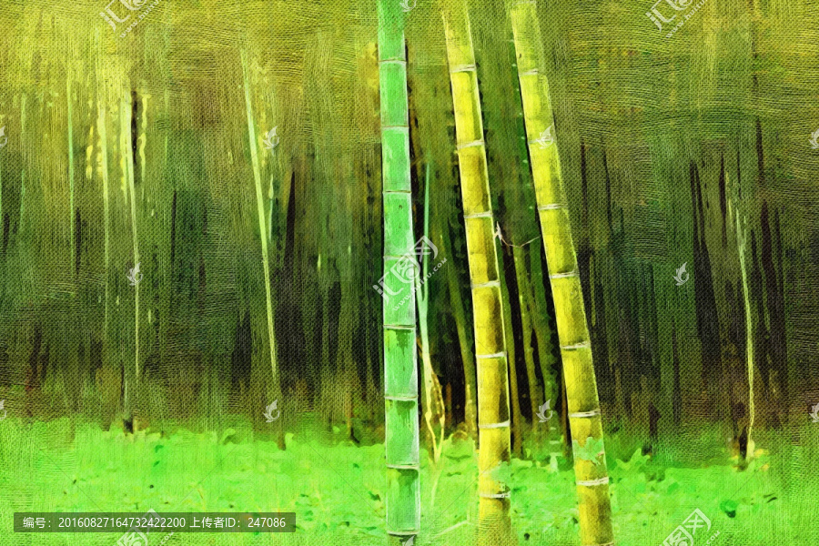 竹林油畫