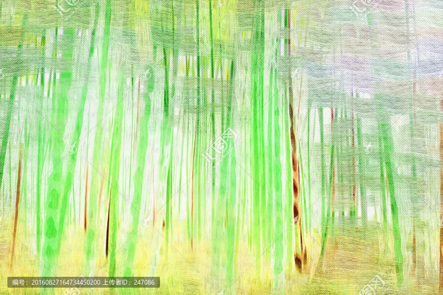 竹林油畫