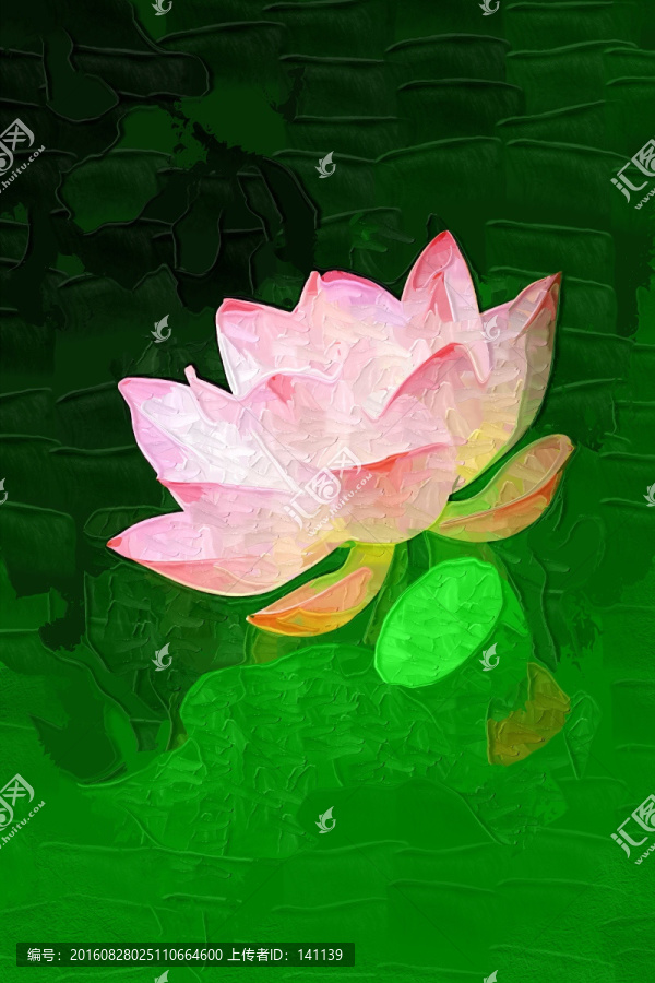 荷花油畫