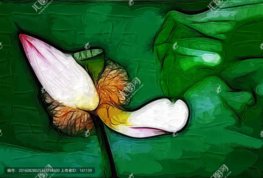 荷花油畫