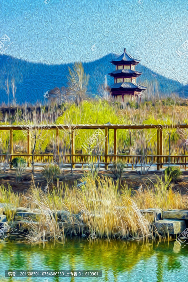 塔樓風(fēng)景畫,無分層