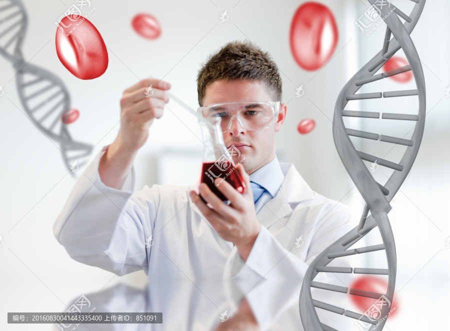 科學家在實驗室研究燒杯里的液體