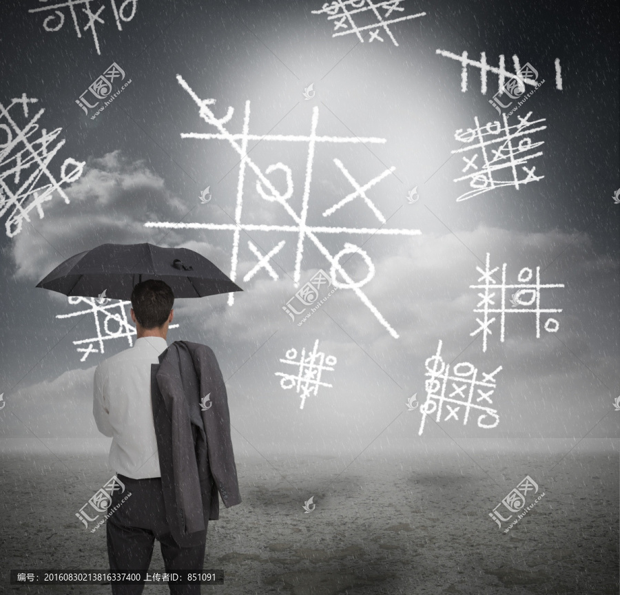 商人背對(duì)著鏡頭的復(fù)合形象