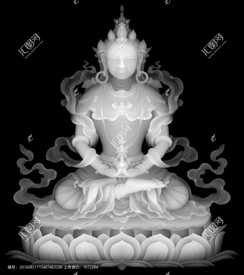 藏式精雕圖灰度圖長(zhǎng)壽佛