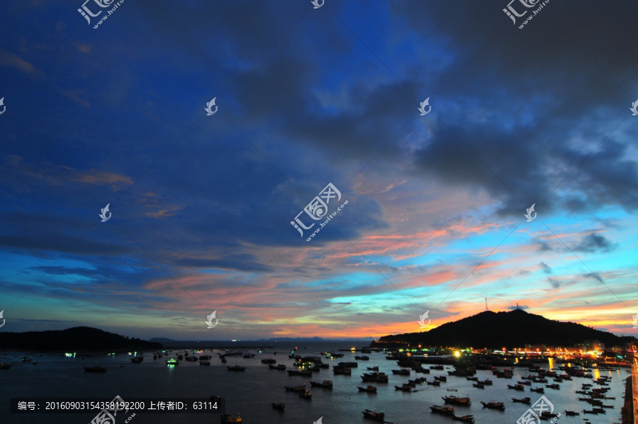 大海落日,海上晚霞,天空彩云