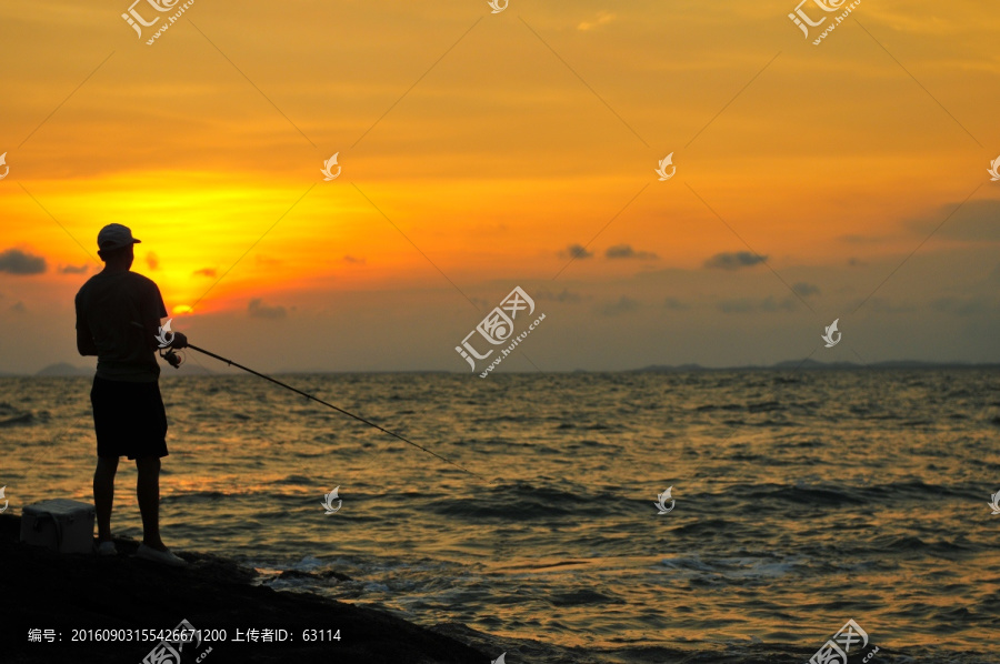 大海落日,海上晚霞,天空彩云