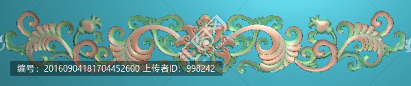 洋花草花抽斗邊腦圍板精雕圖