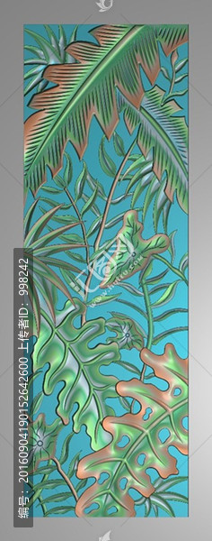 芭蕉葉通花窗格精雕圖