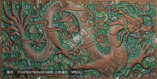 單條龍祥云條板精雕圖