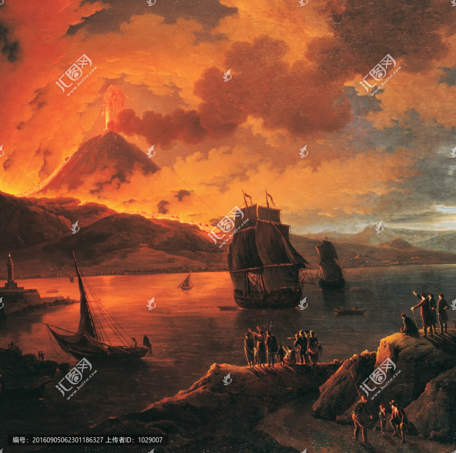 恐怖火山風(fēng)景油畫