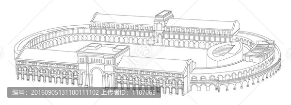 天津市五大道民园广场线稿矢量图