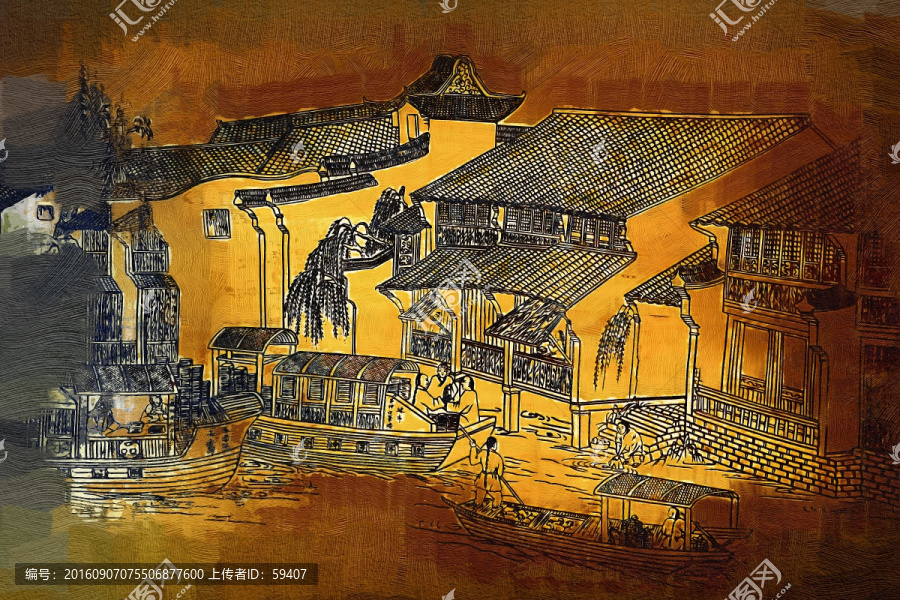 江南水鄉(xiāng),裝飾畫(huà)