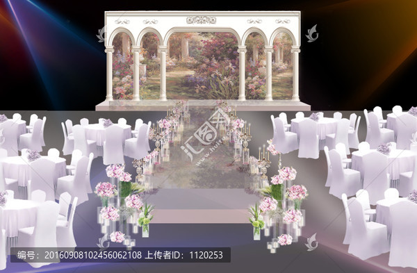歐式粉紫油畫宮廷婚禮
