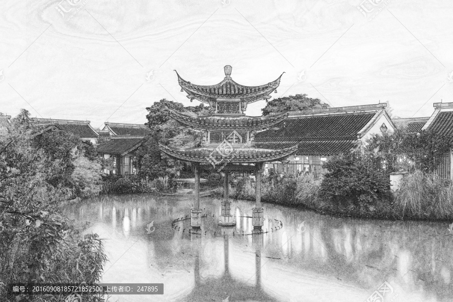 西溪悅榕莊,線稿