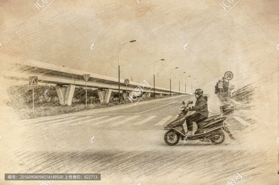 馬路,摩托車,人像