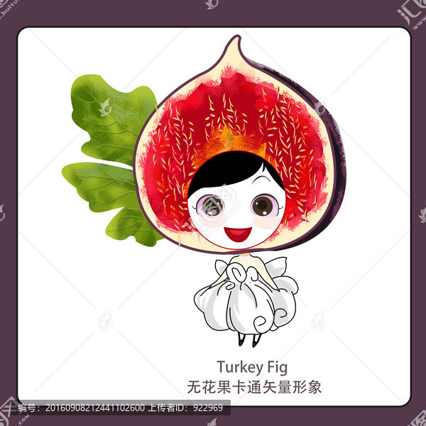 卡通無花果,水果女孩,兒童插畫