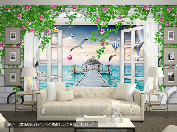 玫瑰花藤海邊電視背景