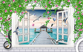 玫瑰花藤海邊電視背景