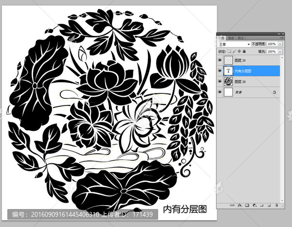 荷花線面,內(nèi)有分層圖