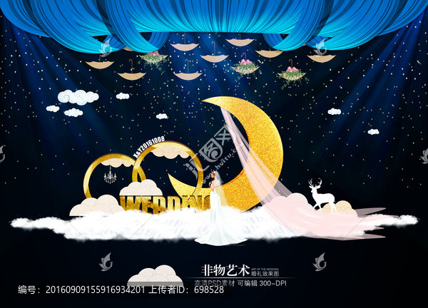 藍(lán)色金色月亮婚禮主題