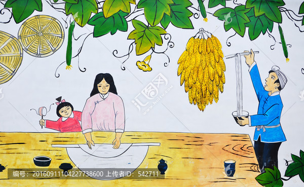 美麗鄉(xiāng)村墻畫,手搟面