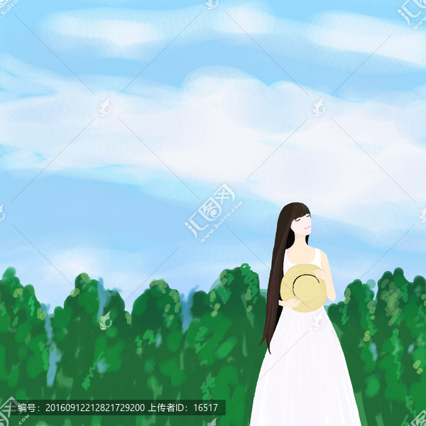 夏日,白裙女孩兒