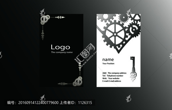 黑白齒輪科技風(fēng)立式名片