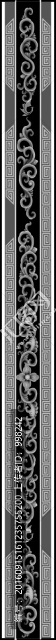 百獅沙發(fā)柱,洋花,邊柱灰度圖