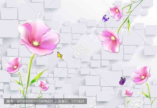 3D立體小花電視背景
