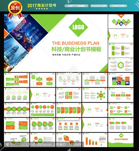 绿色科技商业计划书PPT模板