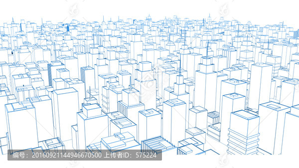 三維城市建筑線條圖