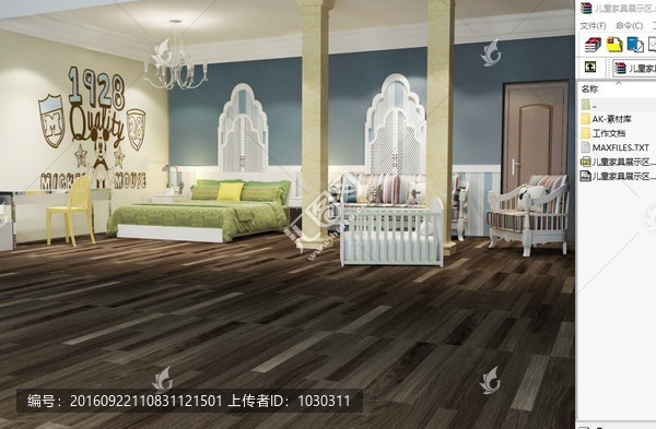 兒童房設(shè)計(jì)效果圖3d模型下載