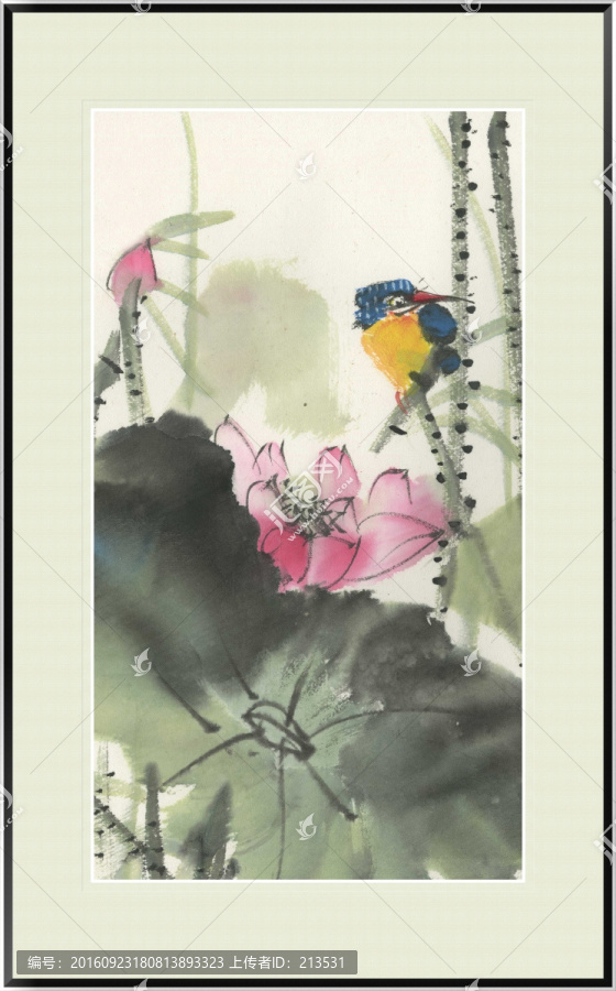 荷花國畫
