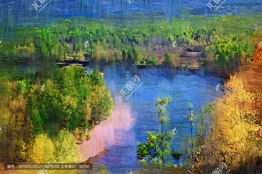 電腦油畫,森林河