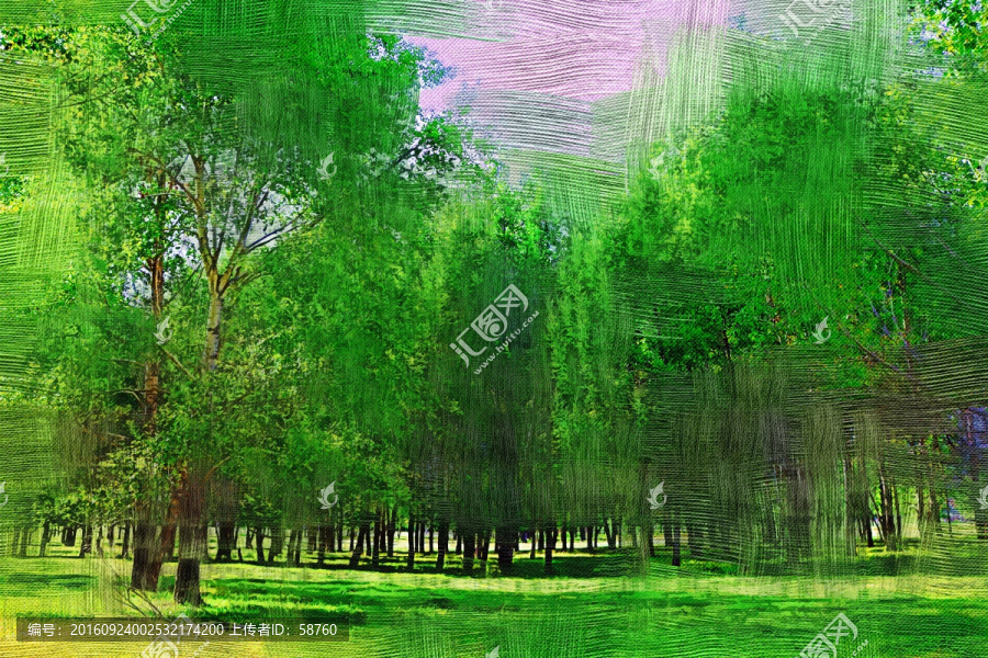 電腦畫,綠樹林