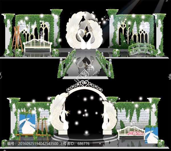 白天鵝森林主題婚禮場(chǎng)景設(shè)計(jì)