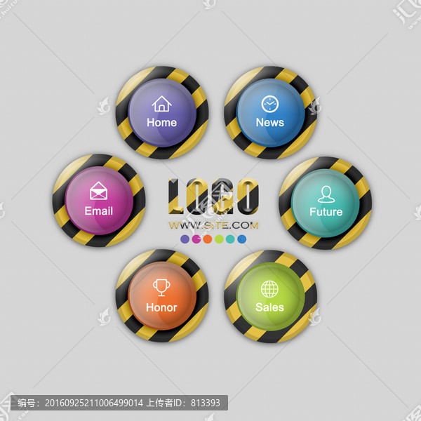 警示條紋多色立體導(dǎo)航素材