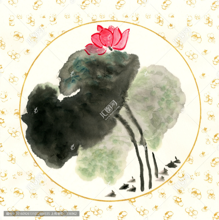 水墨荷花圖