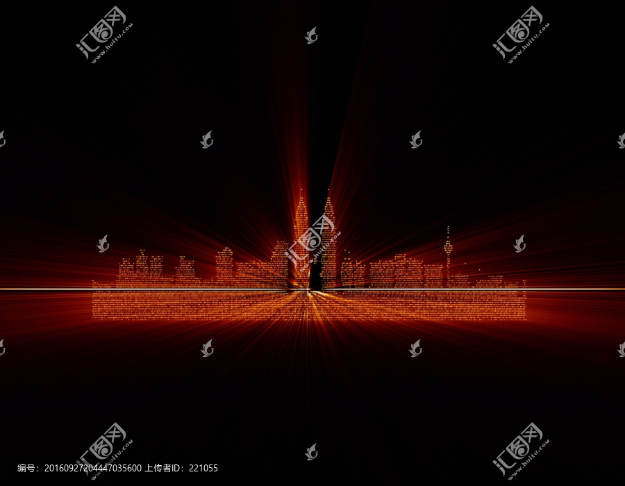 發(fā)光的粒子建筑剪影