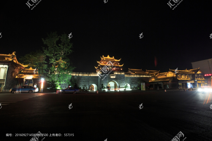 灌县古城楼,四川成都都江堰夜景