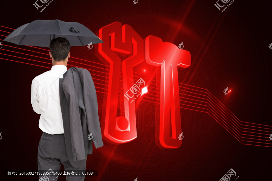 商人背對(duì)著鏡頭的復(fù)合形象