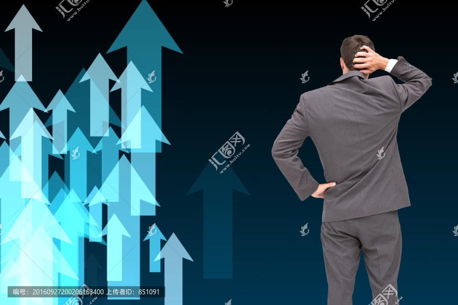 商人背對(duì)著鏡頭的復(fù)合形象