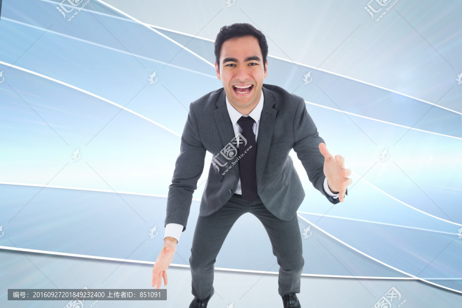 商人對(duì)著鏡頭大笑的復(fù)合形象