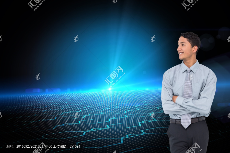 微笑亞洲商人的復合形象