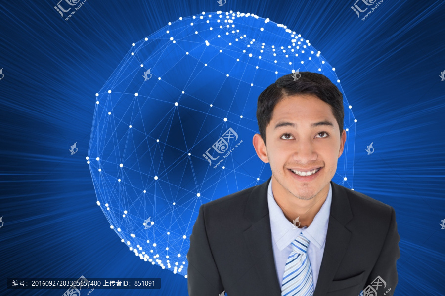 微笑亞洲商人的復(fù)合形象