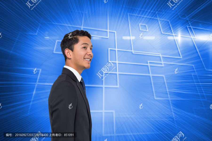 微笑亞洲商人的復(fù)合形象