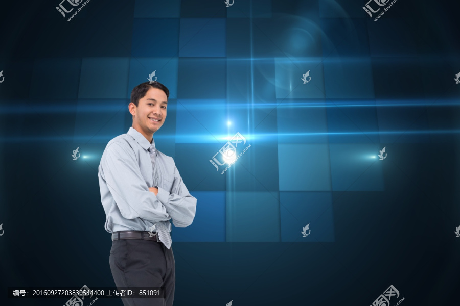 微笑亞洲商人的復(fù)合形象