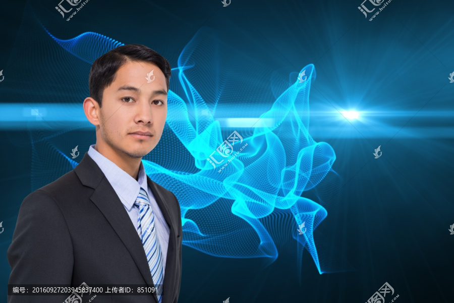 商人看著鏡頭的復合形象