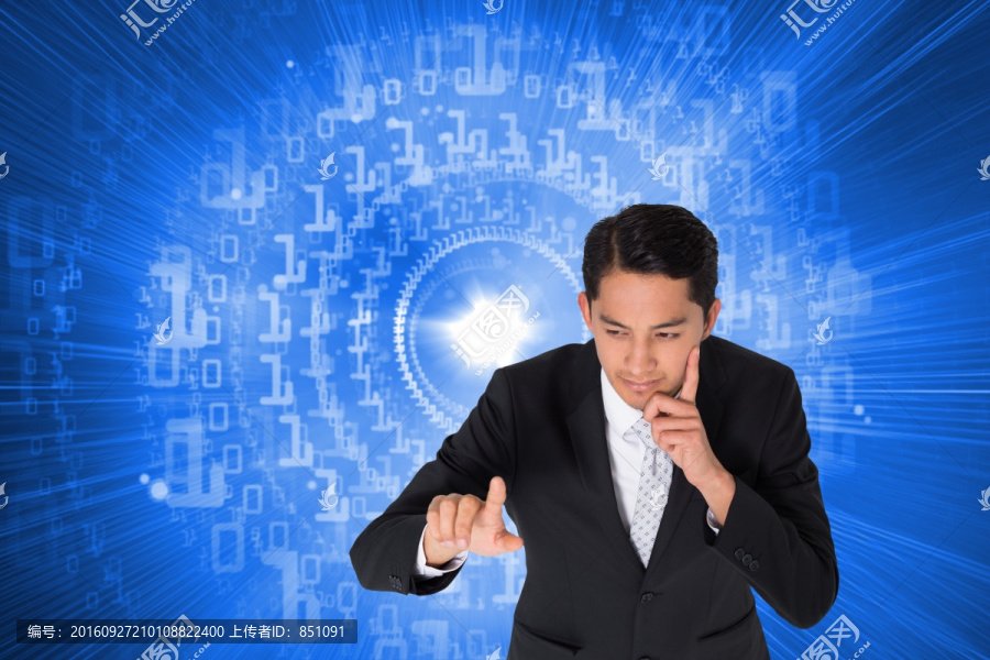 深思熟慮的亞洲商人的復合形象